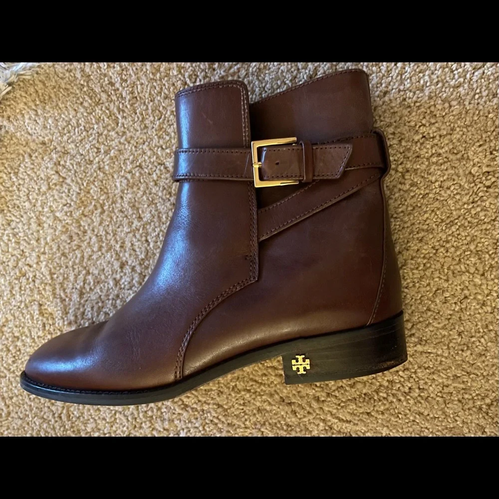 Women's Brown Leather Ankle Boots with Buckle